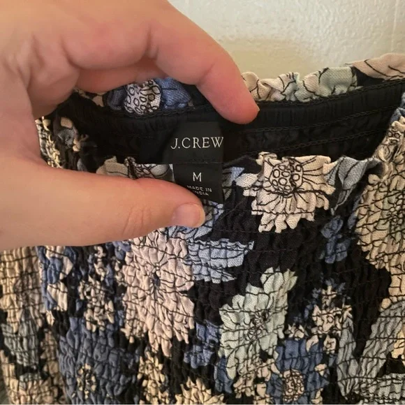 J. Crew Linen Daydream Dress in Blue Floral Multi - Picture 3 of 3